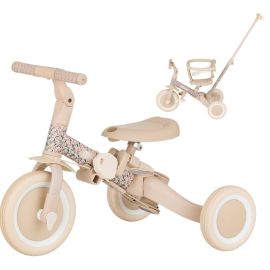Tricicleta, Petite&Mars, Turbo, Editie limitata, 5 in 1, Multifunctionala, Vehicul de impins, Bicicleta cu/fara pedale, Cu maner de ghidaj, Detasabil, Roti din cauciuc, Pana la 25 kg, 1.5-5 ani, Pink Meadow