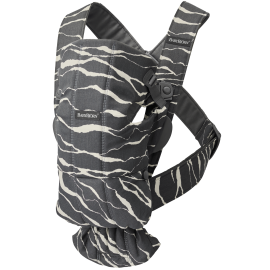 BabyBjorn - Marsupiu anatomic Mini, cu multiple pozitii de purtare, Anthracite/Landscape, Bumbac, Editie Limitata