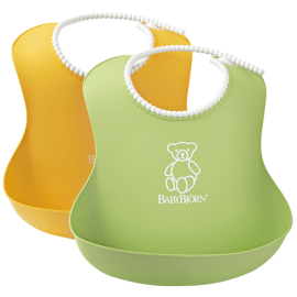 BabyBjorn - Set 2 bavete Soft Bib, Green/Yellow