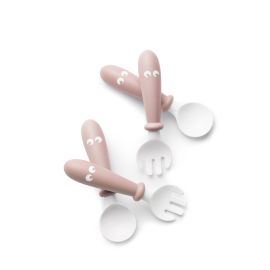 BabyBjorn - Set Lingurite si Furculite pentru bebelusi (4 bucati), Powder Pink