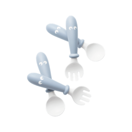 BabyBjorn - Set Lingurite si Furculite pentru bebelusi (4 bucati), Powder Blue