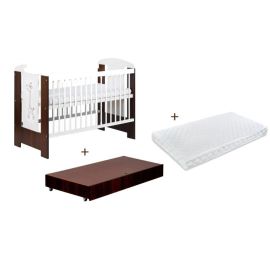 Patut cu sertar KLUPS Little Giraffe Wenge + Saltea 10 Mykids Confort II