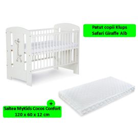 Patut Klups Safari Giraffe Alb + Saltea Confort II 12