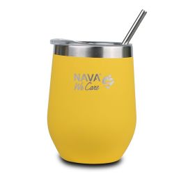 Cana termoizolanta cu pai Nava 360ml galben