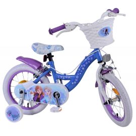 Bicicleta E&L Disney Frozen 14 inch FM, frana de mana pe ambele roti, scaun si ghidon reglabil, cosulet pe ghidon, roti gonflabile, stopuri reflectorizante