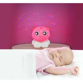 Lampa de veghe si proiector, Playgro, Cu 30 de minute de proiectii, Cu 2 culori, Portabila, Pink & White