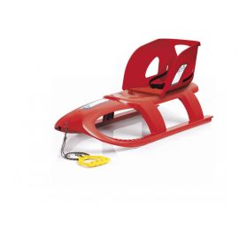Sanie Bullet cu scaun ergonomic pentru copii, rosie, centura de siguranta, sina alunecare din otel, 102.5x40x23cm