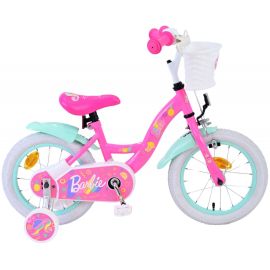 Bicicleta E&L Barbie 14 inch, frana de mana pe roata fata, scaun si ghidon reglabil, cosulet pe ghidon, roti gonflabile, stopuri reflectorizante