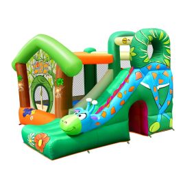 Saltea gonflabila Jungle cu spatiu de catarat, cos de baschet,  tobogan si loc pentru sarituri