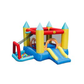 Saltea gonflabila Play Center 4 in 1 cu tobogan, loc de joaca cu bile si cos de baschet