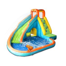 Saltea gonflabila cu piscina, tun cu apa, tobogan si loc de catarat