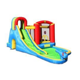 Saltea gonflabila Splash Wave cu spatiu de catarat, loc de joaca cu bile, tobogan, tun cu apa si cos de baschet