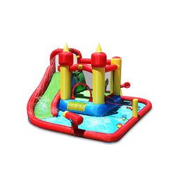 Saltea gonflabila Splash Funland cu tobogan, tun cu apa, spatiu de catarat, loc de joaca cu bile si darts