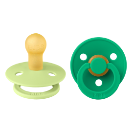 BIBS - Set 2 suzete Colour Latex, tetina rotunda, 6 luni +-Matcha/Cactus