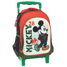 Troller gradinita Mickey, cu doua compartimente, buzunare laterale pentru sticla, si bretele ergonomice