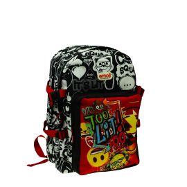 Ghiozdan scoala Emoji Colors, cu patru compartimente, buzunare laterale pentru sticla, bretele ergonomice