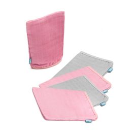 Manusi pentru baie muselina 5/set Pink Grey Fillikid