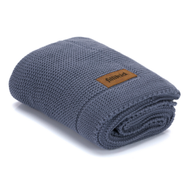 Patura tricotata blue, 100% bumbac organic, 80x100 cm, Fillikid