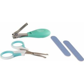 Set de ingrijire, Playgro, Include unghiera, fofecuta si doua pile, Cu manere moi si confortabile, Capete rotunjite la forfecuta, 0 luni+, Gentle Touch Nail Care Set