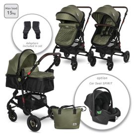 Carucior Alba Premium, landou transformabil, adaptori scoica, de la 0 luni pana la 3 ani, maxim 15 kg, Loden Green