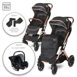 Carucior Storm, de la 0 luni pana la 4 ani, maxim 22 kg, cadru aluminiu, cos auto optional, Negru Lux