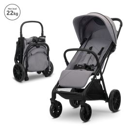 Carucior pentru copii, Nuvella, pliere cu o mana, spatar reglabil multipozitie, copertina extensibila, 0-48 luni, pana la 22 kg, Grey