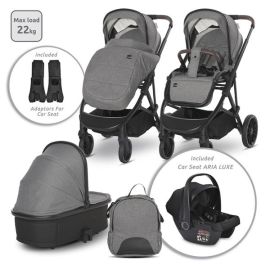 Carucior Set 3 in 1, Aria, cosulet auto Aria Luxe 40-87 cm inclus, multiple accesorii, Grey
