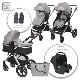 Carucior transformabil Viola, cu adaptori cos auto, pana la 22 kg, Opaline Grey