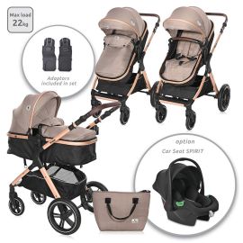 Carucior transformabil, Viola, cu adaptori cos auto, pana la 22 kg, Pearl Beige