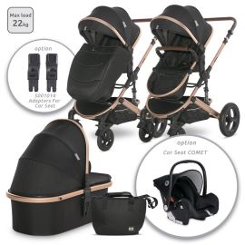 Carucior  Boston, de la 0 luni pana la 4 ani, maxim 22 kg, landou separat,  cadru din aluminiu, cos auto optional, Black