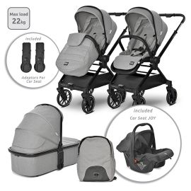 Carucior Set 3 in 1, Reya, maner reversibil, pana la 22 kg, Gri