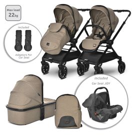 Carucior Set 3 in 1, Reya, maner reversibil, pana la 22 kg, Maro