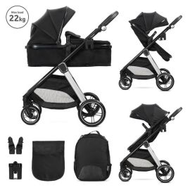 Carucior Set 2 in 1, Aspen, transformabil, set adaptori pentru cos auto, pana la 22 kg, Black