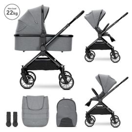 Carucior Set 2 in 1, Reya, cos individual cu maner de transport, maner si sezut reversibile, pana la 22 kg, Grey