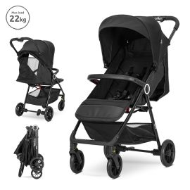 Carucior pentru nou-nascut, Noir, sistem de pliere cu o singura mana, pana la 22 Kg, Black