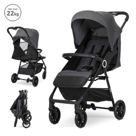Carucior pentru nou-nascut, Noir, sistem de pliere cu o singura mana, pana la 22 Kg, Grey