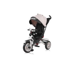 Tricicleta multifunctionala 4in1, Speedy Air, roti cu camera, scaun rotativ, Ivory&Black