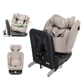Scaun auto pentru copii, Auriga, i-Size, Isofix, anti rebound bar, rotativ 360, SPS, 0 luni-12 ani, 40-150 cm, Beige