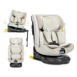 Scaun auto pentru copii, Solaris, i-Size, Isofix, picior de sprijin, rotativ 360, 40-150 cm, 0 luni-12 ani, Beige