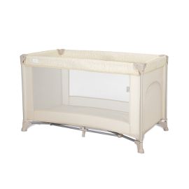 Patut pliabil pentru copii, Torino, 1 nivel, cu saltea inclusa si usa laterala cu fermoar, Beige