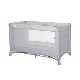 Patut pliabil pentru copii, Torino, 1 nivel, cu saltea inclusa si usa laterala cu fermoar, Grey