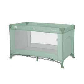 Patut pliabil pentru copii, Torino, 1 nivel, cu saltea inclusa si usa laterala cu fermoar, Green
