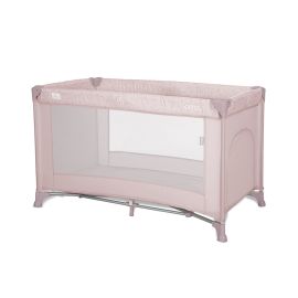 Patut pliabil pentru copii, Torino, 1 nivel, cu saltea inclusa si usa laterala cu fermoar, Pink