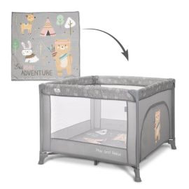 Tarc de joaca Play N Relax, 100x100x75 cm, deschidere laterala cu fermoar, geanta de transport, Grey Adventure