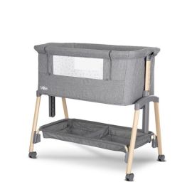 Patut pliabil, co-sleeper, Millie, 0 Luni+, max. 9 kg, inaltime reglabila 7 pozitii, sistem antireflux, plasa de tantari, saltea inclusa, Grey