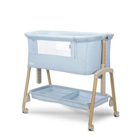 Patut Co Sleeper, Millie, 0 Luni+, max. 9 kg, inaltime reglabila 7 pozitii, sistem antireflux, plasa de tantari, saltea inclusa, Blue