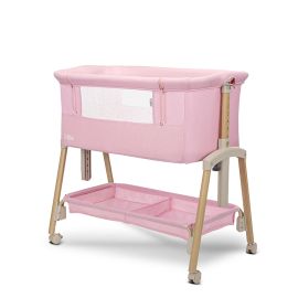 Patut Co Sleeper, Millie, 0 Luni+, max. 9 kg, inaltime reglabila 7 pozitii, sistem antireflux, plasa de tantari, saltea inclusa, Pink