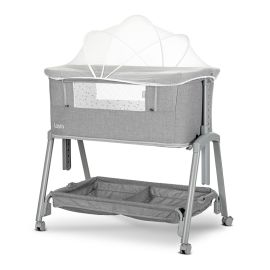 Patut Co Sleeper copii, Layla 2 in 1, cu latura pliabila, reglabil pe inaltime, sistem anti-reflux, Grey
