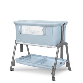 Patut Co Sleeper copii, Layla 2 in 1, cu latura pliabila, reglabil pe inaltime, sistem anti-reflux, Blue