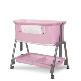 Patut Co Sleeper copii, Layla 2 in 1, cu latura pliabila, reglabil pe inaltime, sistem anti-reflux, Pink